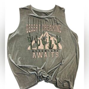 Homegirl Society Plus Size Boho Gray Distressed Desert Dreaming Top Size 2X NWT